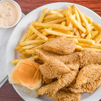 10 Fish Nuggets with Fries & Roll.