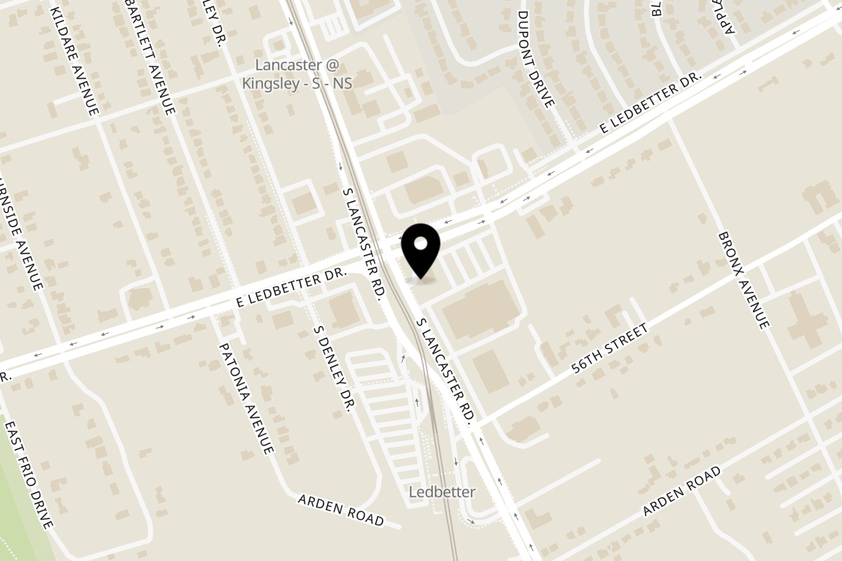 Map showing the location of Louisiana Famous Fried Chicken Dallas on 2108 E Ledbetter Dr in Dallas